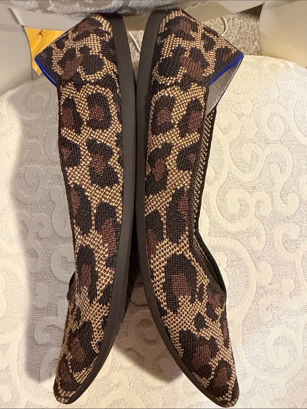 Rothy's Leopard-Print Pointed-Toe Flats with Neon Green Insole
